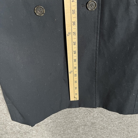 J Crew Coat Womens 8 Black Belted Hooded Trench‎ Double Breasted Classic - Picture 3 of 8